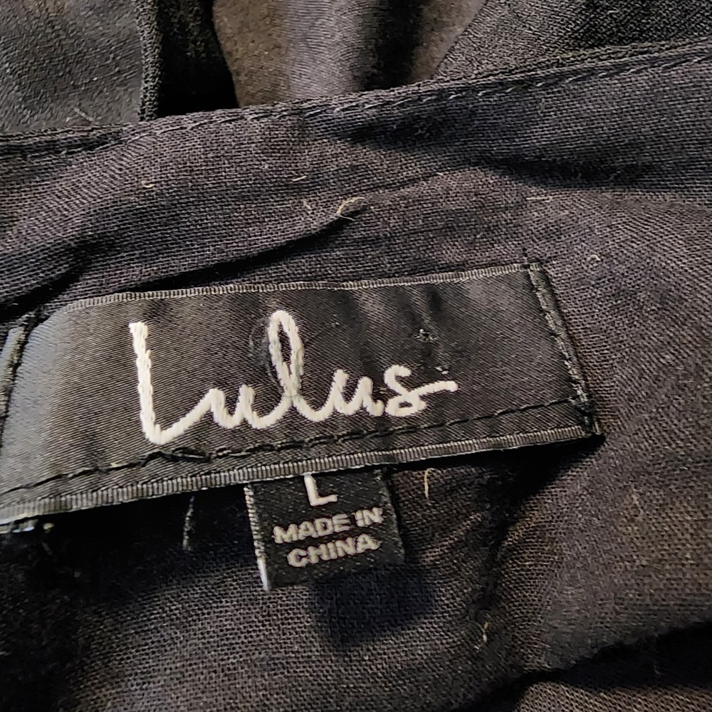 LULUS Size Large Sweet As Ever Black Button Front Sleeveless Festival Crop Top - Picture 6 of 8